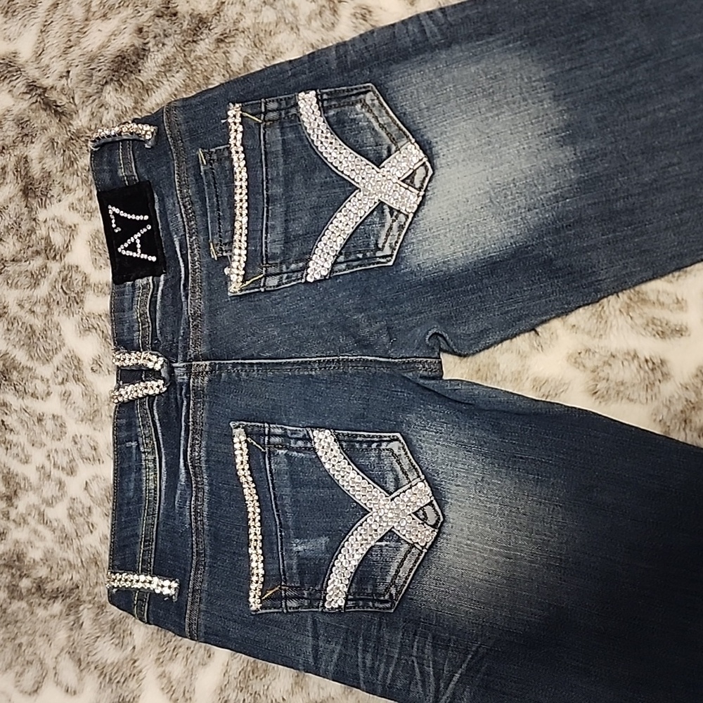 A7 Quality Boutique Rhinestone Jeans Y2K $750 Size 28